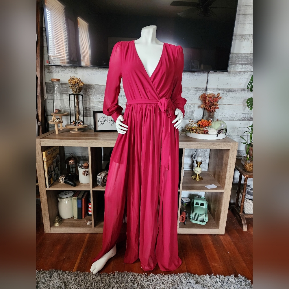 Elegant Red Wrap Dress
